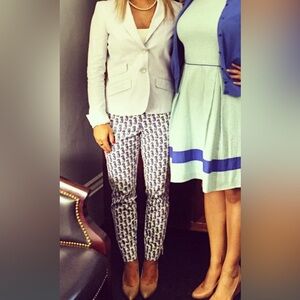 Brooks Brothers White & Blue Seahorse Print Pants Women’s Size 2 Nautical Preppy